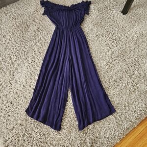 Elegant Off-Shoulder Navy Jumpsuit